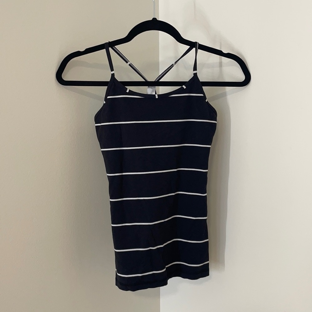 IVIVVA black/white striped athletic tank top